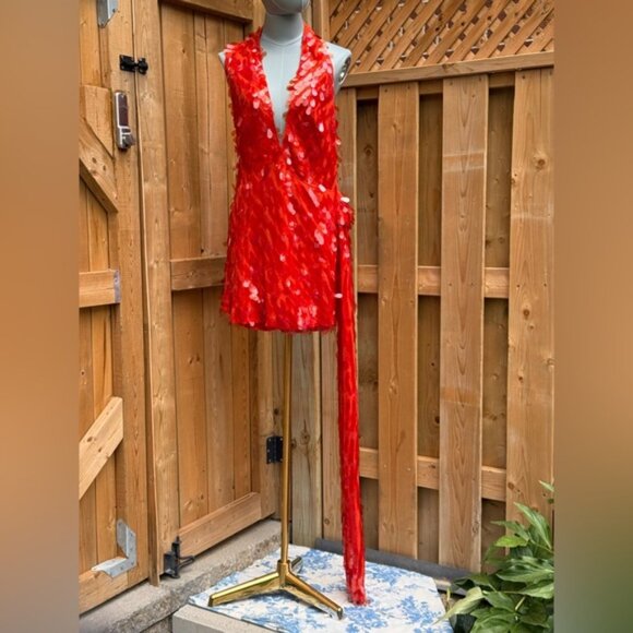 🆕 MISHA COLLECTION 🧿 NWOT Red Sapphire Sequins Mini Dress, Sz XL - US 10 - Picture 2 of 16
